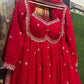 Red Georgette Embroidered Anarkali Set with Dupatta