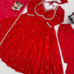 Red Georgette Embroidered Anarkali Set with Dupatta