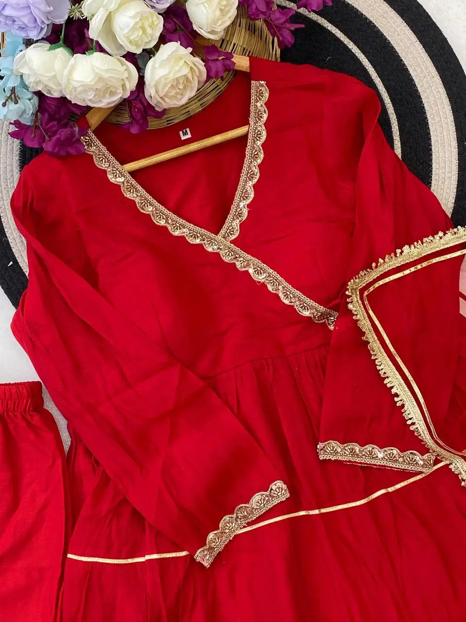 Red Gota Patti Anarkali