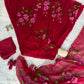 Red Handpainted Georgette Anarkali Set