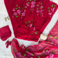 Red Handpainted Georgette Anarkali Set