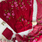Red Handpainted Georgette Anarkali Set