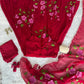 Red Handpainted Georgette Anarkali Set