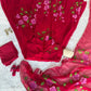 Red Handpainted Georgette Anarkali Set