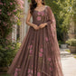 Red Handpainted Georgette Anarkali Set