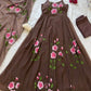 Red Handpainted Georgette Anarkali Set