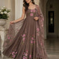 Red Handpainted Georgette Anarkali Set