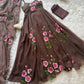 Red Handpainted Georgette Anarkali Set