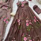 Red Handpainted Georgette Anarkali Set
