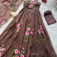 Red Handpainted Georgette Anarkali Set