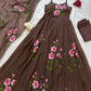 Red Handpainted Georgette Anarkali Set