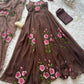 Red Handpainted Georgette Anarkali Set