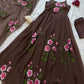 Red Handpainted Georgette Anarkali Set