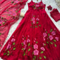Red Handpainted Georgette Anarkali Set