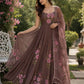 Red Handpainted Georgette Anarkali Set