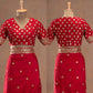 Red Jalpari Silk Designer Saree for Weddings and Festive Occasions