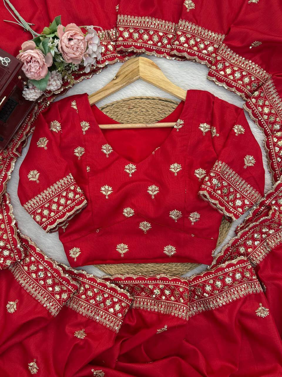 Red Jalpari Silk Designer Saree for Weddings and Festive Occasions