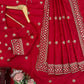 Red Jalpari Silk Designer Saree for Weddings and Festive Occasions