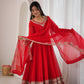 Red Mirror Sequin Anarkali Gown