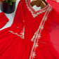 Red Mirror Sequin Anarkali Gown