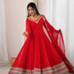 Red Mirror Sequin Anarkali Gown