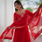 Red Mirror Sequin Anarkali Gown