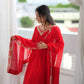 Red Mirror Sequin Anarkali Gown