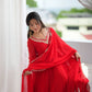 Red Mirror Sequin Anarkali Gown