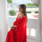 Red Mirror Sequin Anarkali Gown