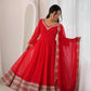 Red Mirror Sequin Anarkali Gown
