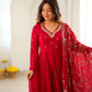 Red Mirror Umbrella Flaired Anarkali