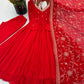 Red Mirror Umbrella Flaired Anarkali