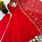 Red Mirror Umbrella Flaired Anarkali