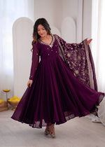 Red Mirror Umbrella Flaired Anarkali