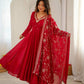 Red Mirror Umbrella Flaired Anarkali