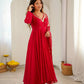 Red Mirror Umbrella Flaired Anarkali