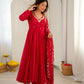 Red Mirror Umbrella Flaired Anarkali