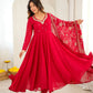 Red Mirror Umbrella Flaired Anarkali