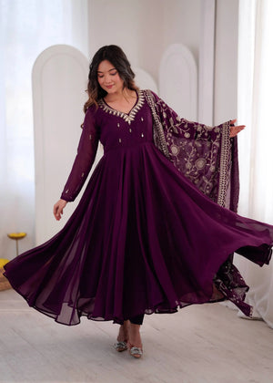 Red Mirror Umbrella Flaired Anarkali