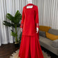 Red Natural Silk Suit Set with Beads Work and Farshi Palazzo for Festive and Wedding Wear