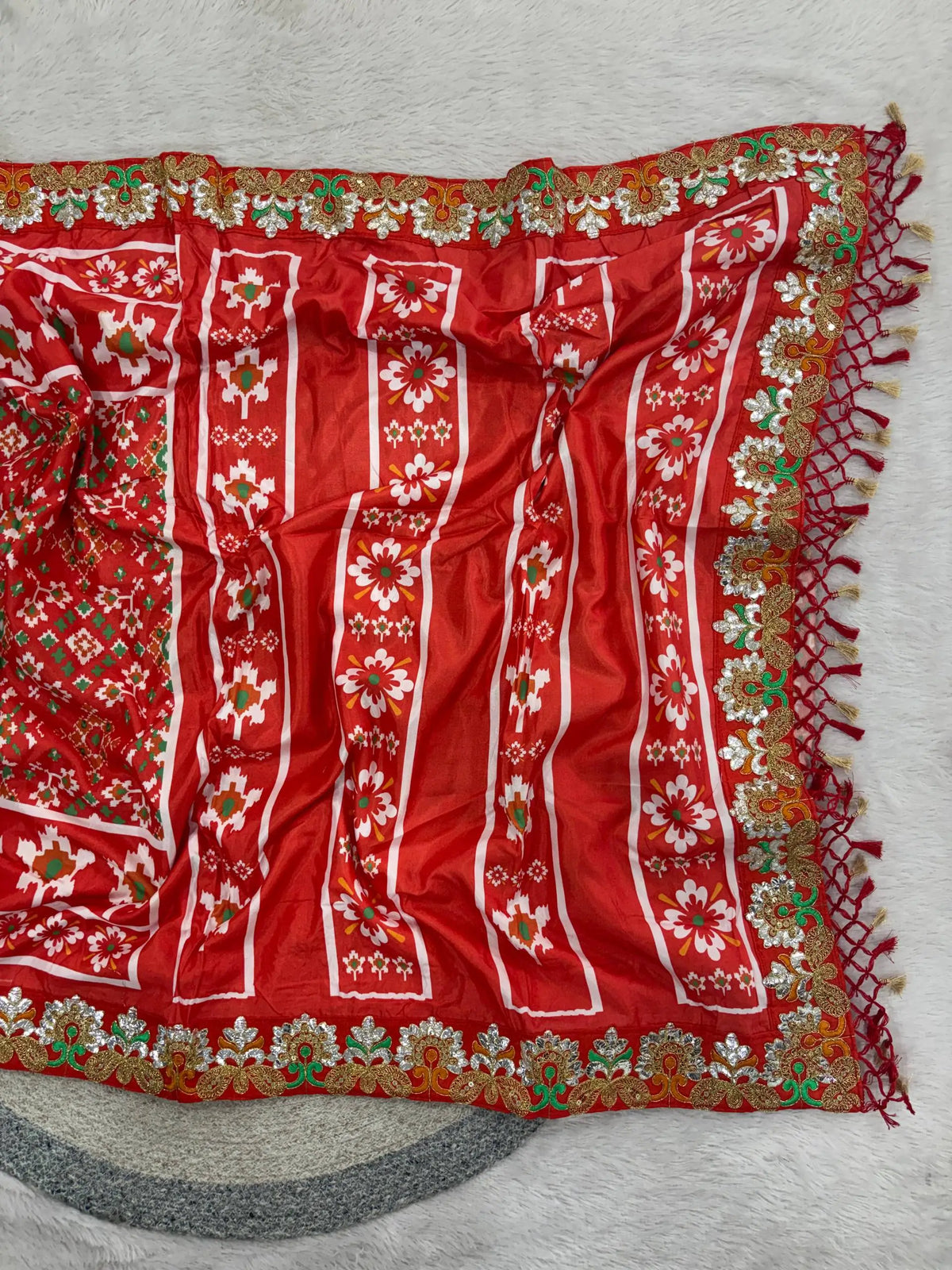 Red Patola Print Vichitra Silk Saree