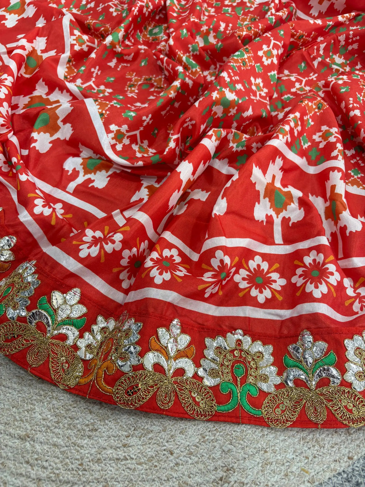 Red Patola Print Vichitra Silk Saree