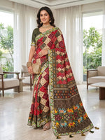 Red Patola Print Vichitra Silk Saree