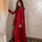 Red Rangoli Silk Embroidered Sharara Set