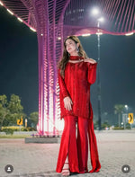 Red Rangoli Silk Embroidered Sharara Set