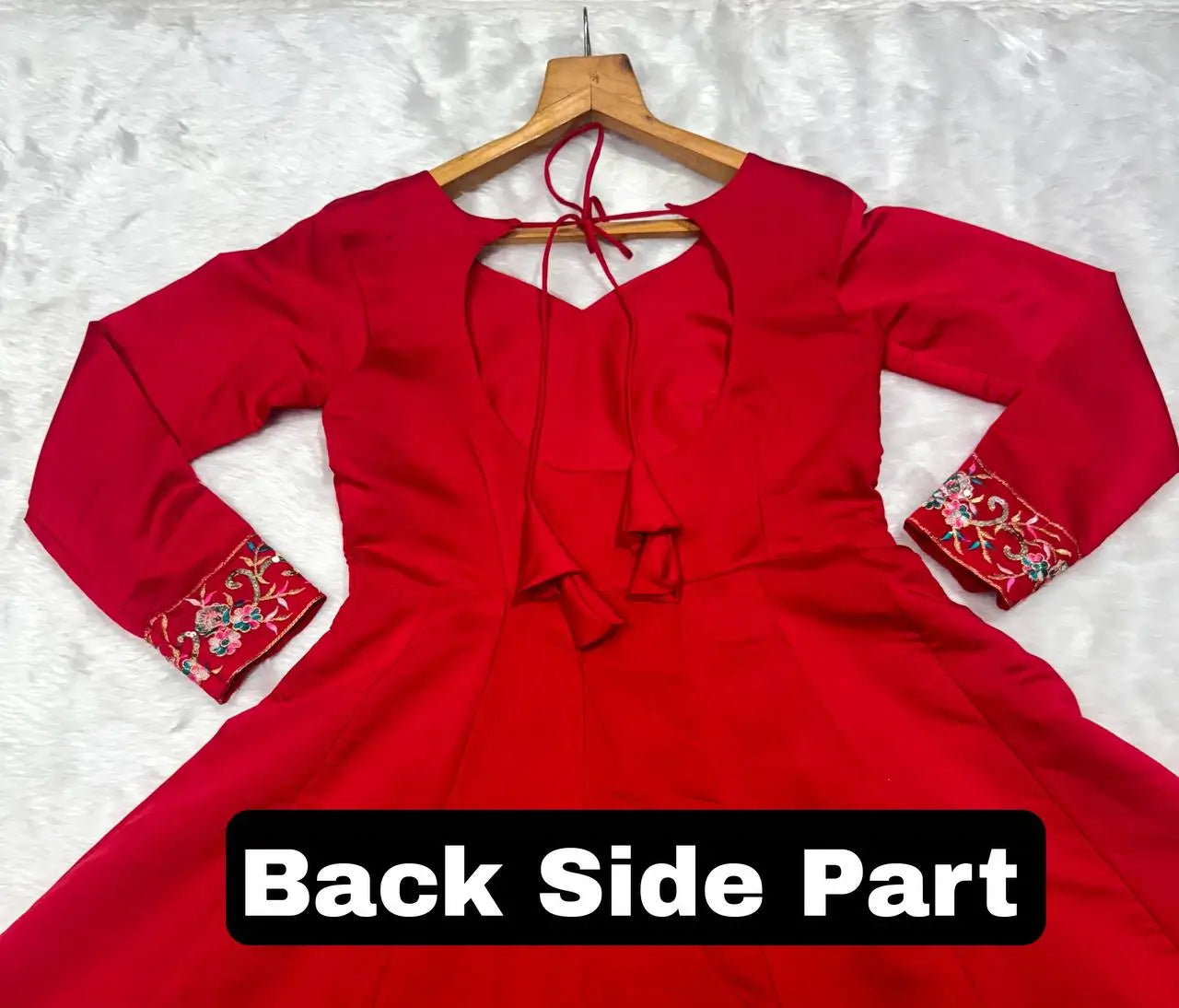 Red Roman Silk Embroidered Anarkali Gown Set with Dupatta