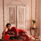 Red Roman Silk Kurta Palazzo Set with Dupatta
