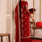 Red Roman Silk Kurta Palazzo Set with Dupatta