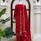 Red Roman Silk Kurta Palazzo Set with Dupatta