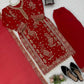 Red Roman Silk Kurta Palazzo Set with Dupatta